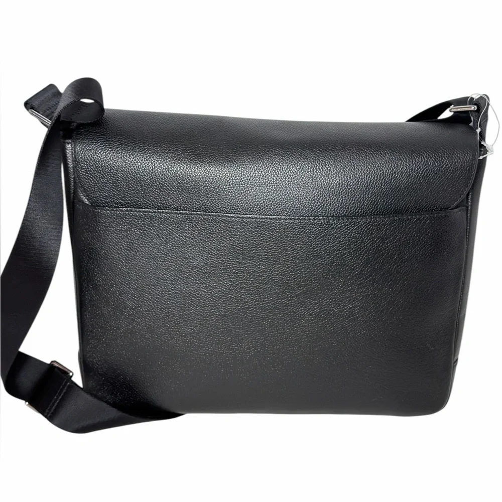 Michael Kors Greyson Black Leather Messenger Bag Crossbody Laptop Work Medium